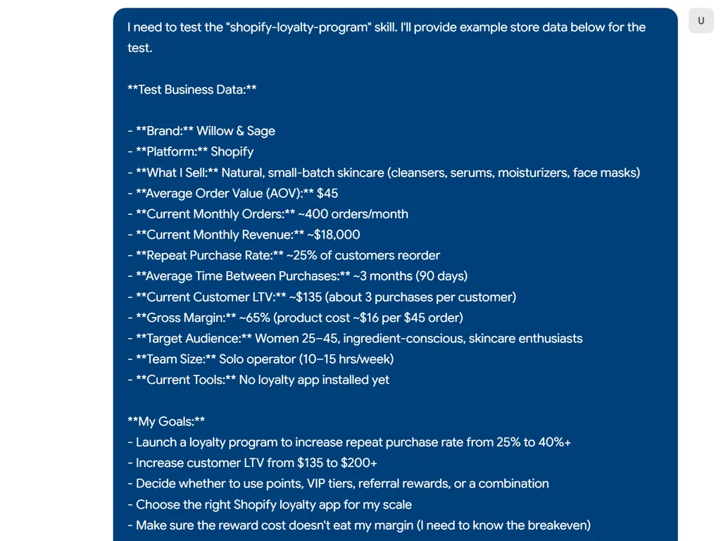the step of shopify loyalty program agent skill