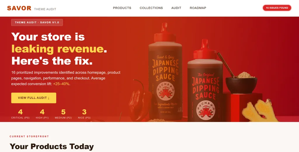 the demo of Shopify Theme Optimization Skill