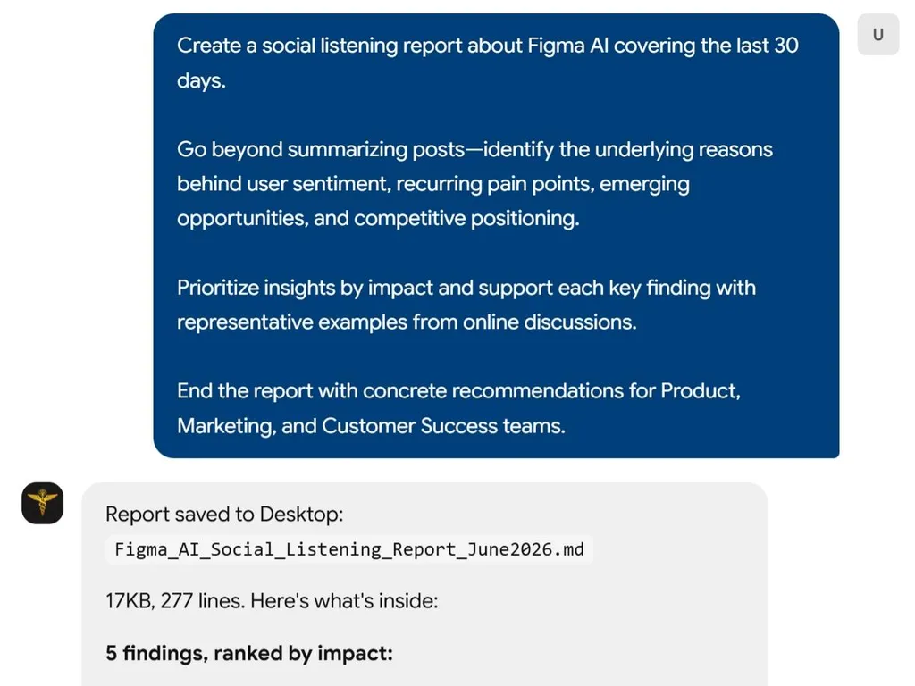 a simple demonstration of the second step in using social listening agent skill