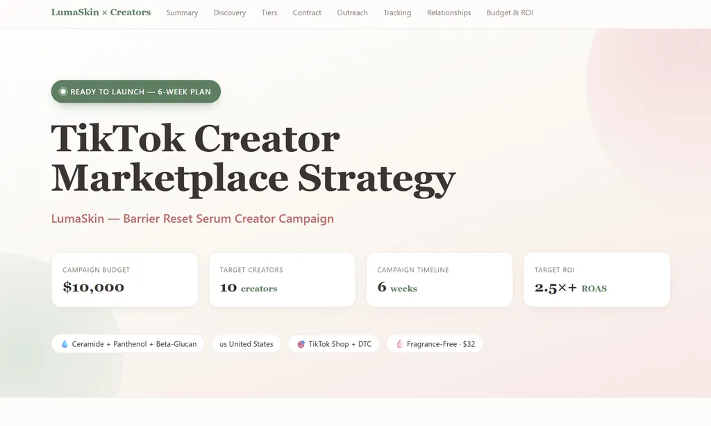 the demo of tiktok creator marketplace expert skill