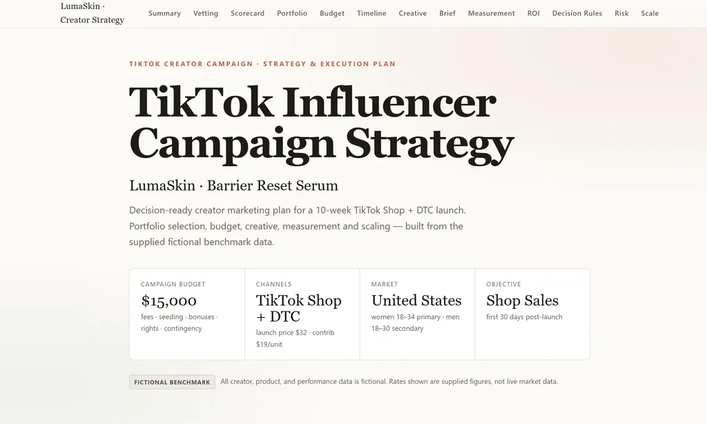 the demo of tiktok influencer marketing agent skill