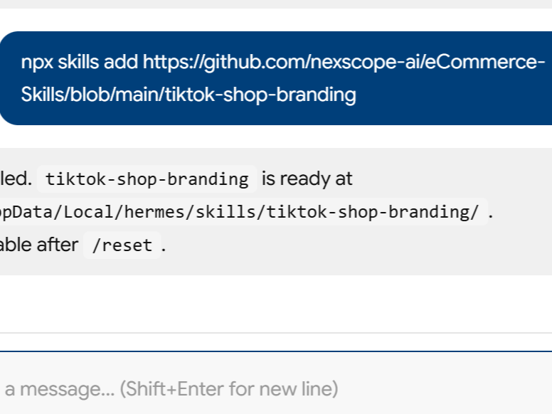 a simple demonstration of the first step in using TikTok Shop Branding Skill