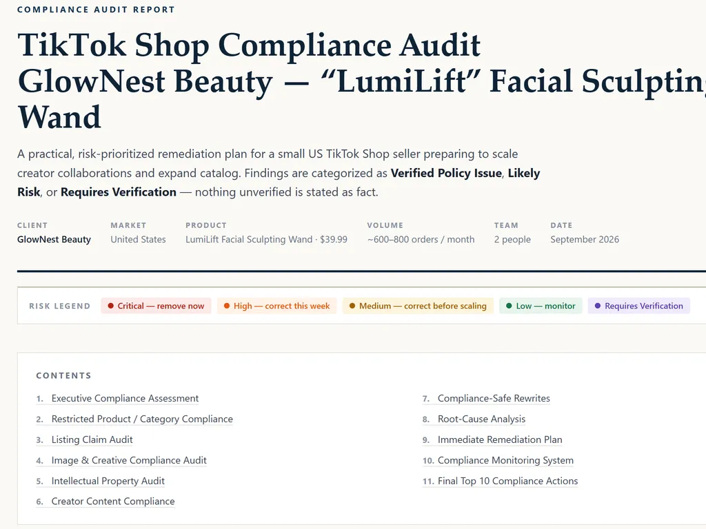 the step of tiktok shop compliance agent skill