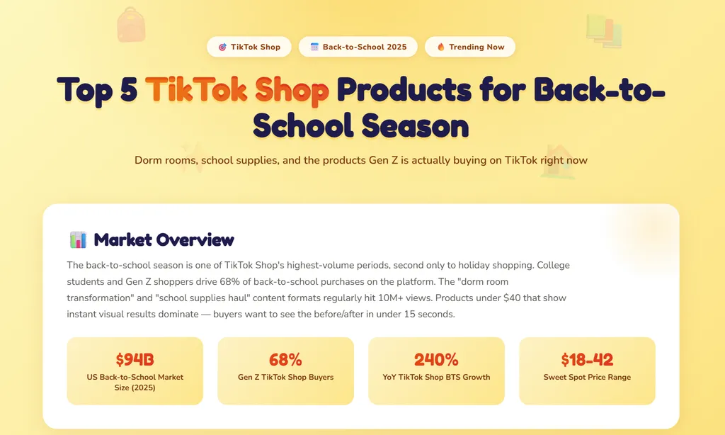 the demo of TikTok Shop Trending Products Skill