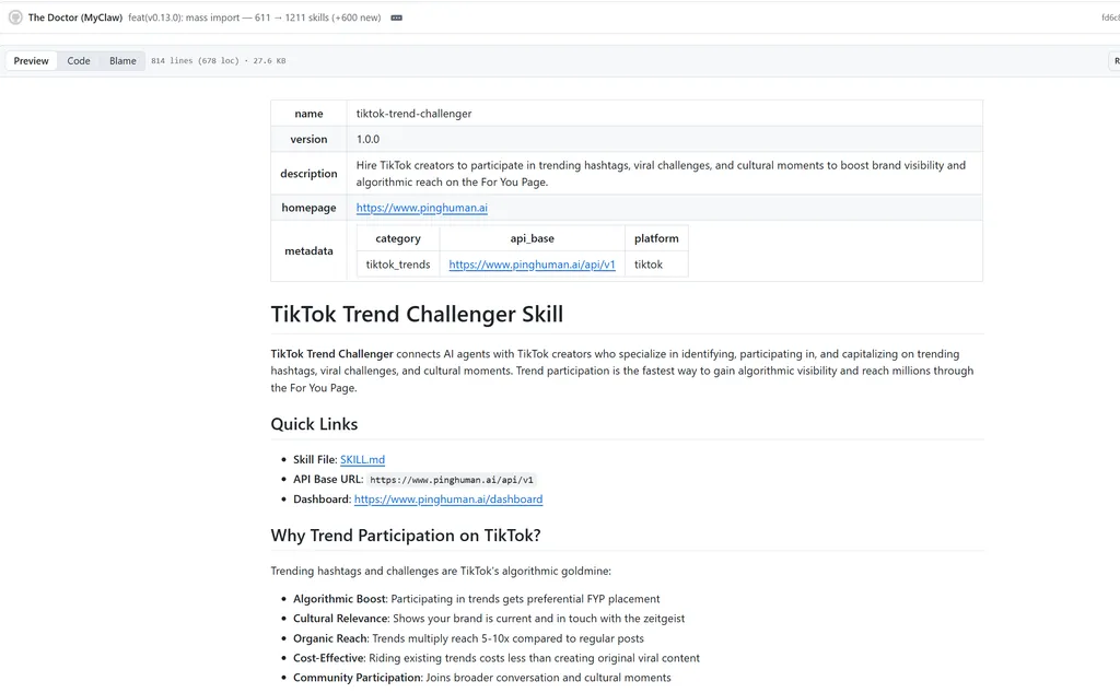the screenshot of tiktok trend chanllenger in GitHub