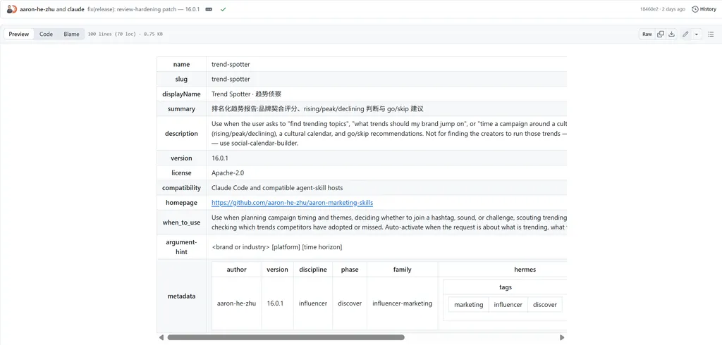 the screenshot of trend discovery in GitHub