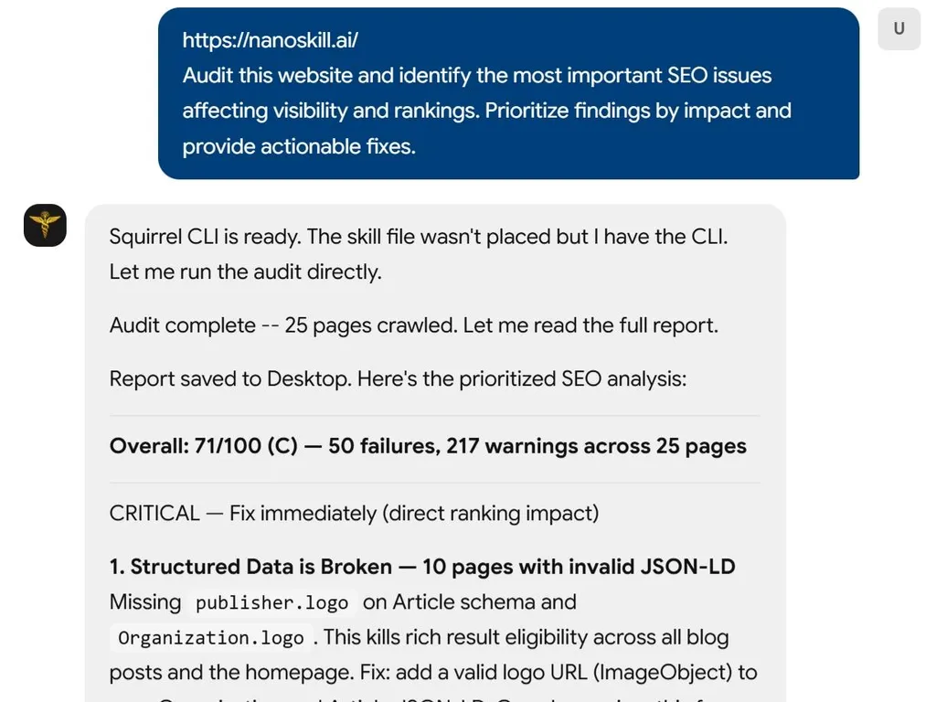 a simple demonstration of the second step in using Website Audit