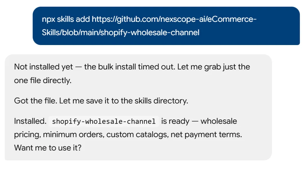 a simple demonstration of the first step in using Wholesale Channel Skill